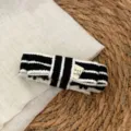 Korean style black and white striped knitted bow hair claw clip versatile fashion accessory - Banana Clip / Black