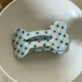 Cute polka dot bone hair claw clip for women, large flat hair catch for half-up hair. - Blue Polka Dot Bone
