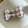 Cute plaid bone hair claw clip for women, stylish half-up hair accessory for daily wear. - Blue Brown Plaid Bone