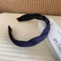 Koreanische Vintage dunkelblaue weiße Punkte verdrehte Haarreif Damen Haarspange Zubehör - Marineblaue Punkte
