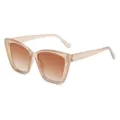Chic square cat-eye sunglasses with translucent champagne frame and gradient brown lenses. - Clear Tea Frame Tea Lens