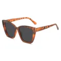 Retro square cat-eye sunglasses for women, fashion leopard print UV protection eyewear. - Leopard Frame Grey Lens