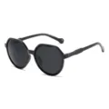 Stylish black polygon sunglasses for women and men fashion UV protection eyewear accessory. - Polygon Sunglasses / Black Frame Grey Lens