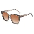 Chic retro cat eye sunglasses for women, fashionable leopard print frame with gradient lenses. - Grey Leopard Frame Tea Lens