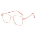 Anti-blue light glasses with trendy square translucent pink frame and lightweight metal temples. - Transparent Pink Photochromic
