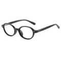 Occhiali ovali anti luce blu retro moda donna uomo stile coreano montatura nera chic - Montatura Nera Lenti Bianche
