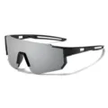 Fashion sports cycling sunglasses for men and women, outdoor windproof sun protection eyewear. - Black Frame Silver Mirror