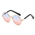 Huisdier zonnebril van metaal rond roze blauw verloop kattenbril modieus accessoire - Gouden Frame Blauw Roze Lens