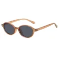 Retro vintage marrone ovale piccola montatura occhiali da sole per uomo e donna eleganti chic - Montatura Tè Lenti Grigie