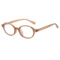 Occhiali classici vintage con montatura tonda e filtro luce blu in elegante finitura marrone. - Montatura Tè Lenti Trasparenti