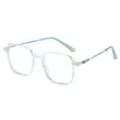 Clear square frame glasses anti-blue light metal temple light blue optical frame new - Transparent Blue Photochromic