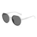 Retro white polygonal sunglasses for women, chic fashion UV protection sun glasses. - White Frame Gray Lens