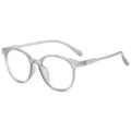 Montura de gafas redonda retro transparente color gelatina anti luz azul de moda. - Gris Transparente