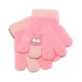 Cute children winter knit gloves with plush cartoon animal design warm pink for kids 2-6 years old - 2-6 Years Old / Pink