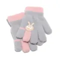 Kids Winter Plush Gloves Grey Pink Cute Cartoon Rabbit Warm Mittens for Toddlers 2-6 Years - 2-6 Years Old / Light Gray