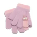 Children cute plush knit gloves pink purple winter warm gloves for kids 2-6 years - 2-6 Years Old / Taro Purple
