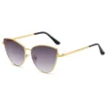 Elegantes gafas de sol cat-eye de metal dorado con lentes degradadas para mujer moda - Montura Dorada Lentes Degradadas Gris