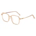 Clear frame glasses anti-blue light square optical eyewear stylish fashion minimalist retro look - Transparent Tea Frame