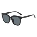 Fashion black square sunglasses for women, stylish oversized UV protection sun glasses eyewear. - Black Frame Grey Lens