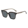 Stylish women's oversized sunglasses with transparent grey frame and dark lenses for daily sun protection. - Transparent Gray Frame Gray Lens