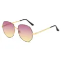 Κομψά πολυγωνικά μεταλλικά γυαλιά ηλίου με ροζ κίτρινους ντεγκραντέ φακούς μόδας γυναικών - Μοβ Κίτρινο Ντεγκραντέ