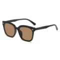 Fashion oversized square sunglasses for women, black frame with brown lenses, UV protection. - Black Frame Brown Lens