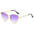 Gafas de sol de ojo de gato de metal elegante para mujer con montura dorada y púrpura. - Marco Dorado Lente Púrpura Degradado