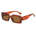 Vintage tortoise shell rectangular sunglasses for women and men, stylish retro eyewear. - Leopard Frame Tea Lens