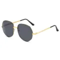 Gafas de sol poligonales de moda para mujer con montura dorada y lentes grises UV. - Gris Negro