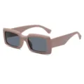 Chunky rectangular sunglasses featuring a bold nude pink frame and stylish grey lenses. - Dusty Pink Frame Gray Lens