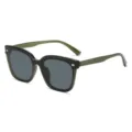 Black Green GM Style Fashion Sunglasses Women Face Slimming UV Protection Sun Glasses - Transparent Green Frame Gray Lens