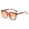 Amber gradient sunglasses for women, stylish oversized square frame eyewear accessory. - Transparent Tea Frame Tea Lens