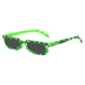 Green pixelated sunglasses for men and women, fun party eyewear with unique block design. - Pixelated Style / Green Checkered (Small Frame)