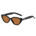 Lunettes de soleil œil-de-chat noires tendance pour femme, rétro vintage avec étoile. - Monture Noire Verres Thé