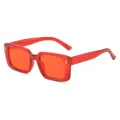 Occhiali da sole quadrati rossi alla moda per donna e uomo con protezione UV elegante. - Montatura Rossa Lenti Rosse