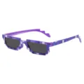 Purple pixel sunglasses for men women, funny mosaic party eyewear and cool fashion shades. - Pixelated Style / Purple Checkered (Small Frame)