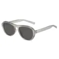 Retro translucent grey oval frame sunglasses, stylish Y2K sun protection eyewear. - Transparent Grey Frame Grey Lens