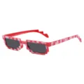 Pixelated novelty sunglasses red pink block design funny gaming glasses unisex party eyewear - Pixelated Style / Red Checkered (Small Frame)