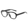 Black thick frame retro oval sunglasses, Y2K fashion trendy vintage eyewear style. - Black Frame White Lens