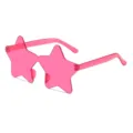 Trendy one-piece star shaped frameless sunglasses for women and men, stylish party eyewear. - Rose Red Lens