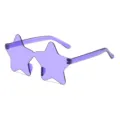 Purple star rimless sunglasses for women and men, trendy party eyewear and fashion glasses. - Purple Lens
