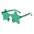 Unisex one-piece star frameless sunglasses, colorful fashion party eyewear for daily wear - Green Lens