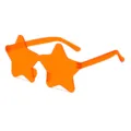 Orange star shaped frameless sunglasses for party, fashion color one-piece eyewear. - Orange Lens