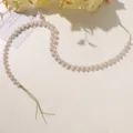 Franse dubbellaagse parelketting DIY zoete veelzijdige haaraccessoire detailweergave - Beige