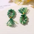 Mini nappa in cotone verde fatto a mano accessorio gioiello ciondolo fai da te, treccia. - Verde scuro