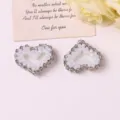 DIY beaded heart charms accessories for hair ties and earrings, cute crystal design. - Beige