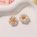 Perlen Kristall Blume DIY Zubehoer Nahaufnahme fuer exquisite Ohrringe Haarschmuck. - Gelb