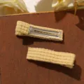 Cute knitted wool hair clips for girls, sweet candy color woven side clips, daily hair accessories. - Yellow
