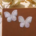 Parche de mariposa de encaje de doble capa bordado accesorios de ropa DIY colorido - Púrpura