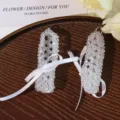 Korean ballet style crystal beaded shoe pendant with white ribbon for DIY keychain bag charm accessories. - Transparent White (One Piece)